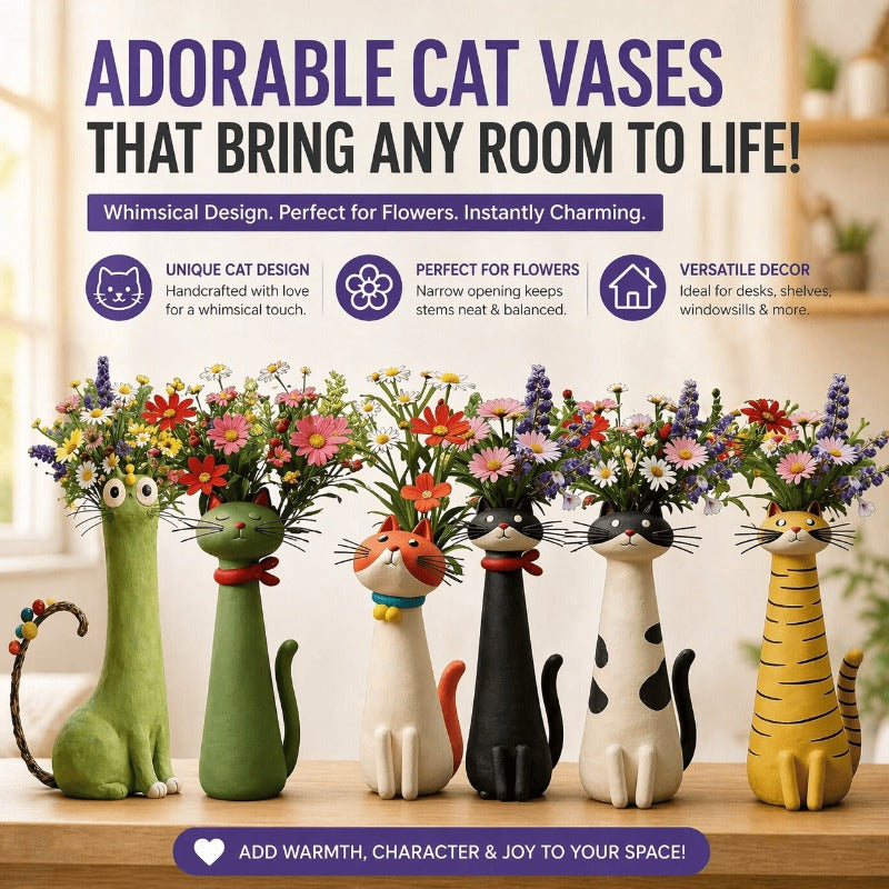 Whimsical Cat Bud Vase