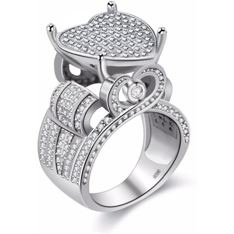 Double Heart Pave Ring