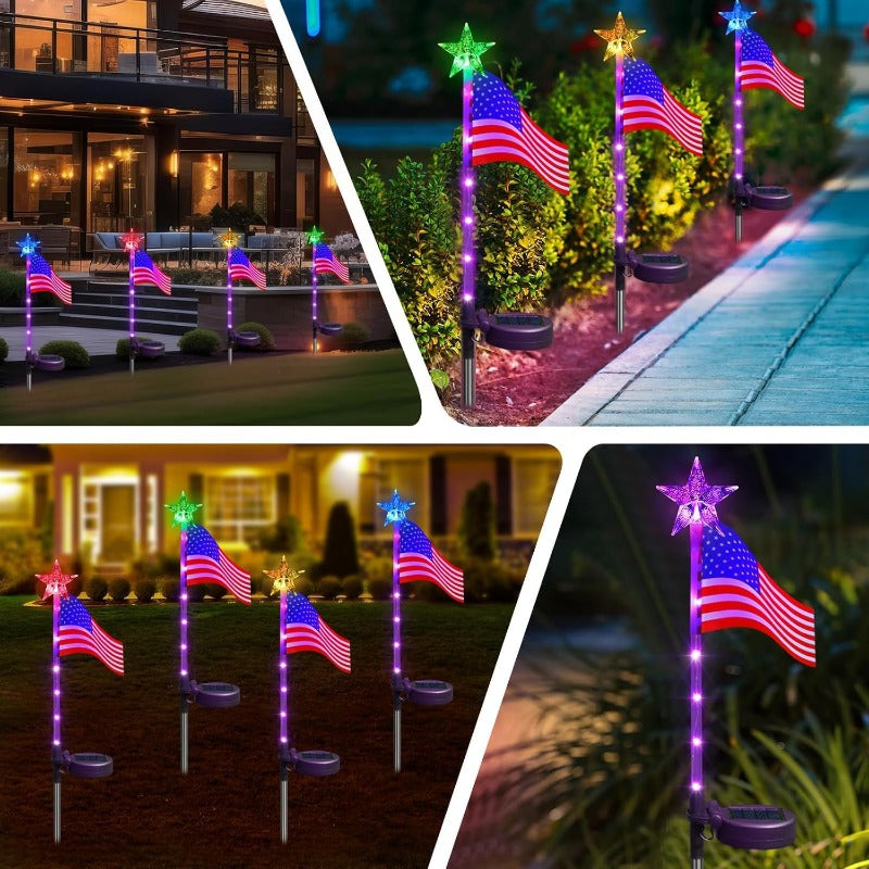 Solar American Flag Lights