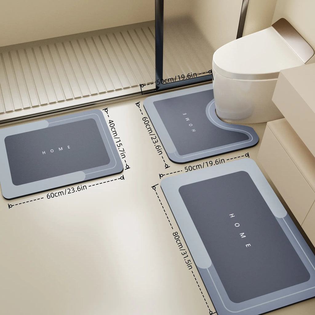 Bathroom Mat — Quick-Dry, Non-Slip, Plush, Absorbent, Machine Washable