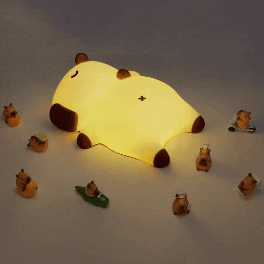 Maetiva® Sleeping Capybara Breathing Squishy Silicone Companion Sound LED Night Light Perfect Gift