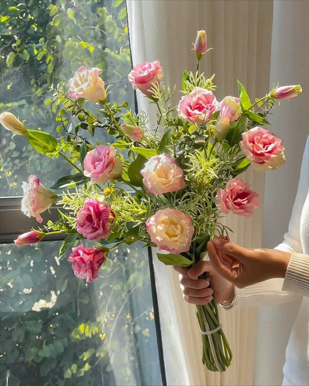 Soft Pink Lisianthus Faux Floral Arrangement