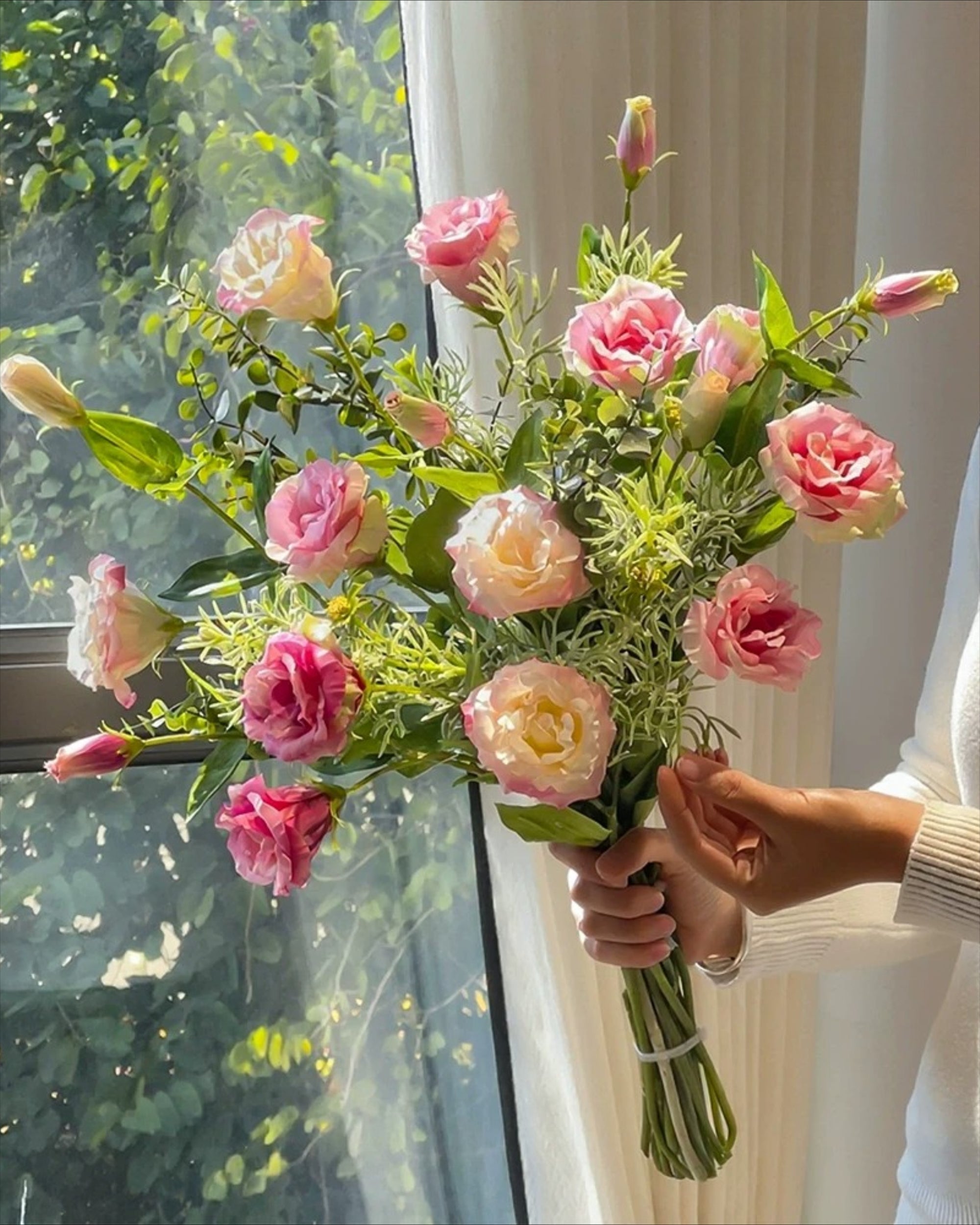 Soft Pink Lisianthus Faux Floral Arrangement
