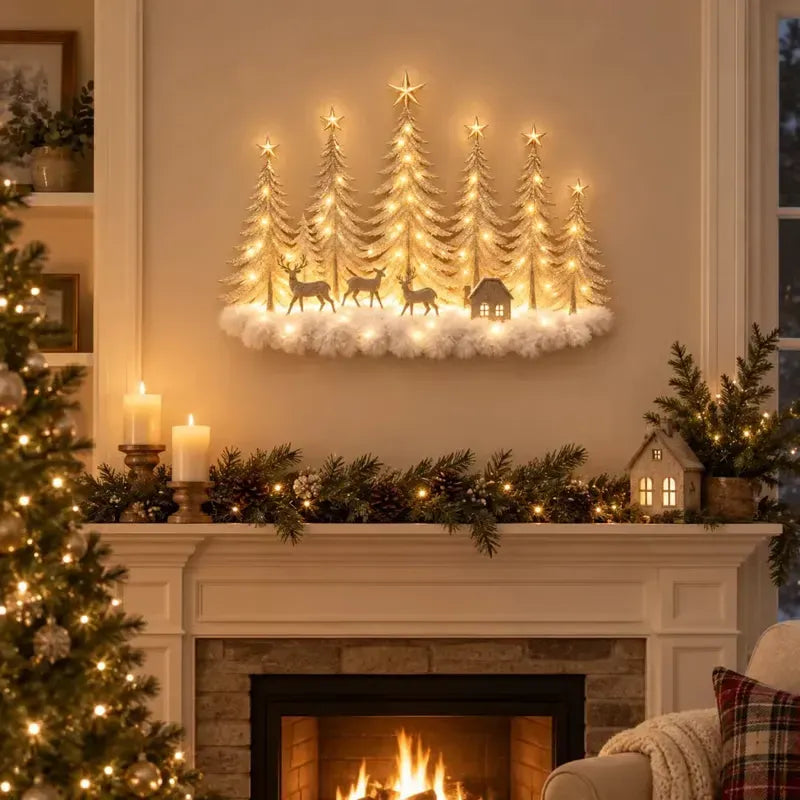 Lighted Christmas Woodland Forest Wall Decor