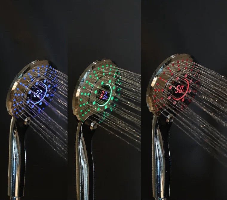 LED Temperature-Display Shower Head with 3 Spray Modes