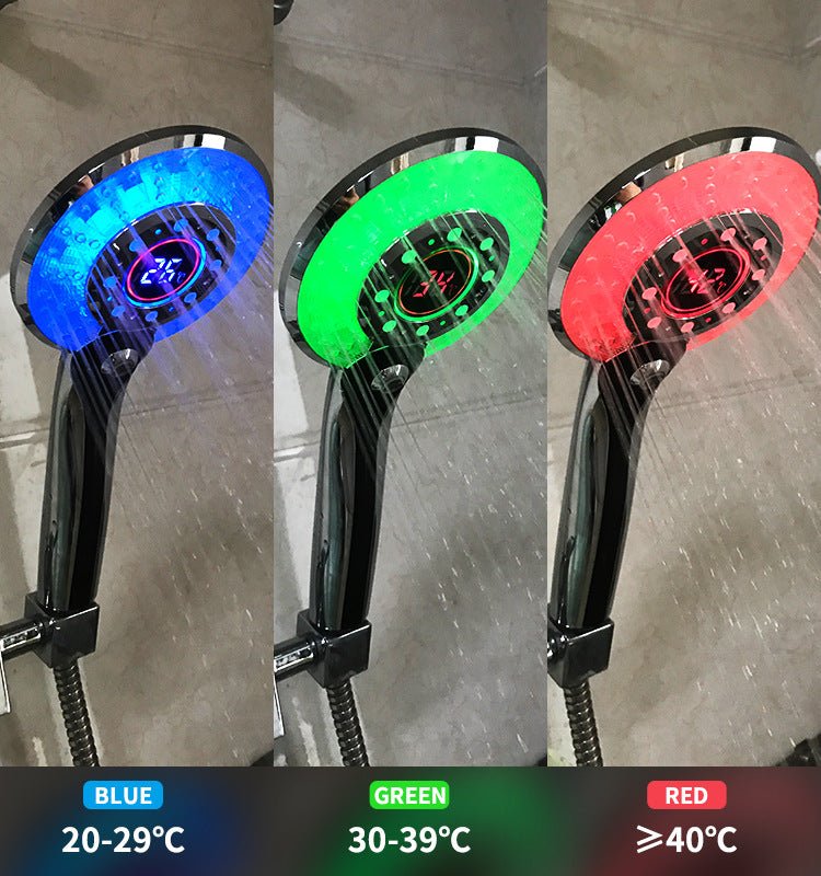 LED Temperature-Display Shower Head with 3 Spray Modes