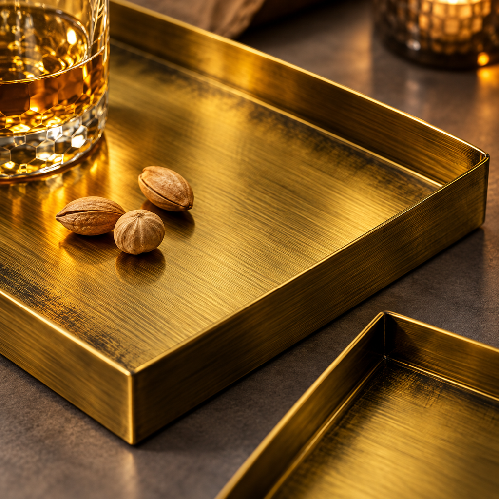 Luxury Gold Color Metal Serving Trays