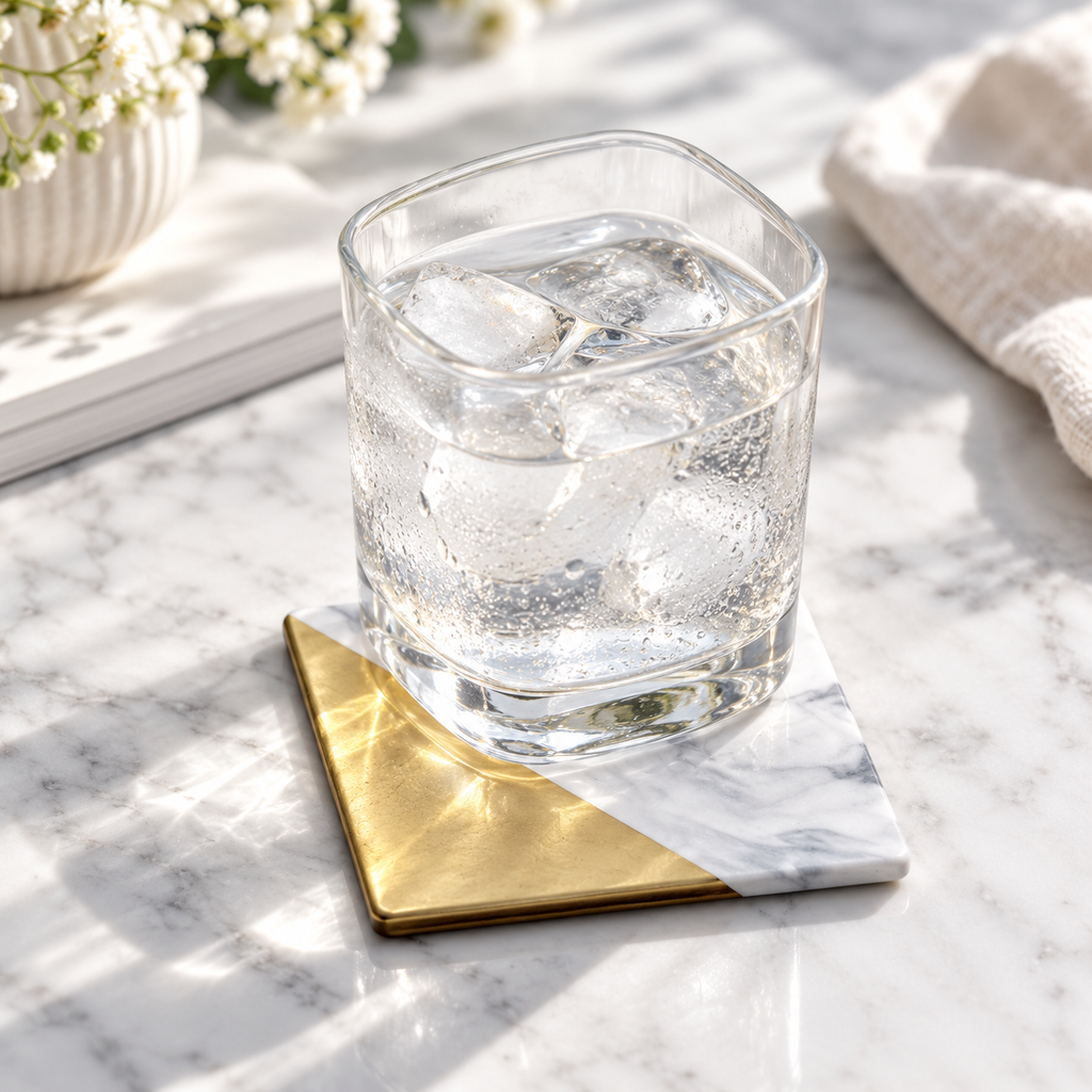 Luxury European Style Marble Stripes Ceramic Coaster