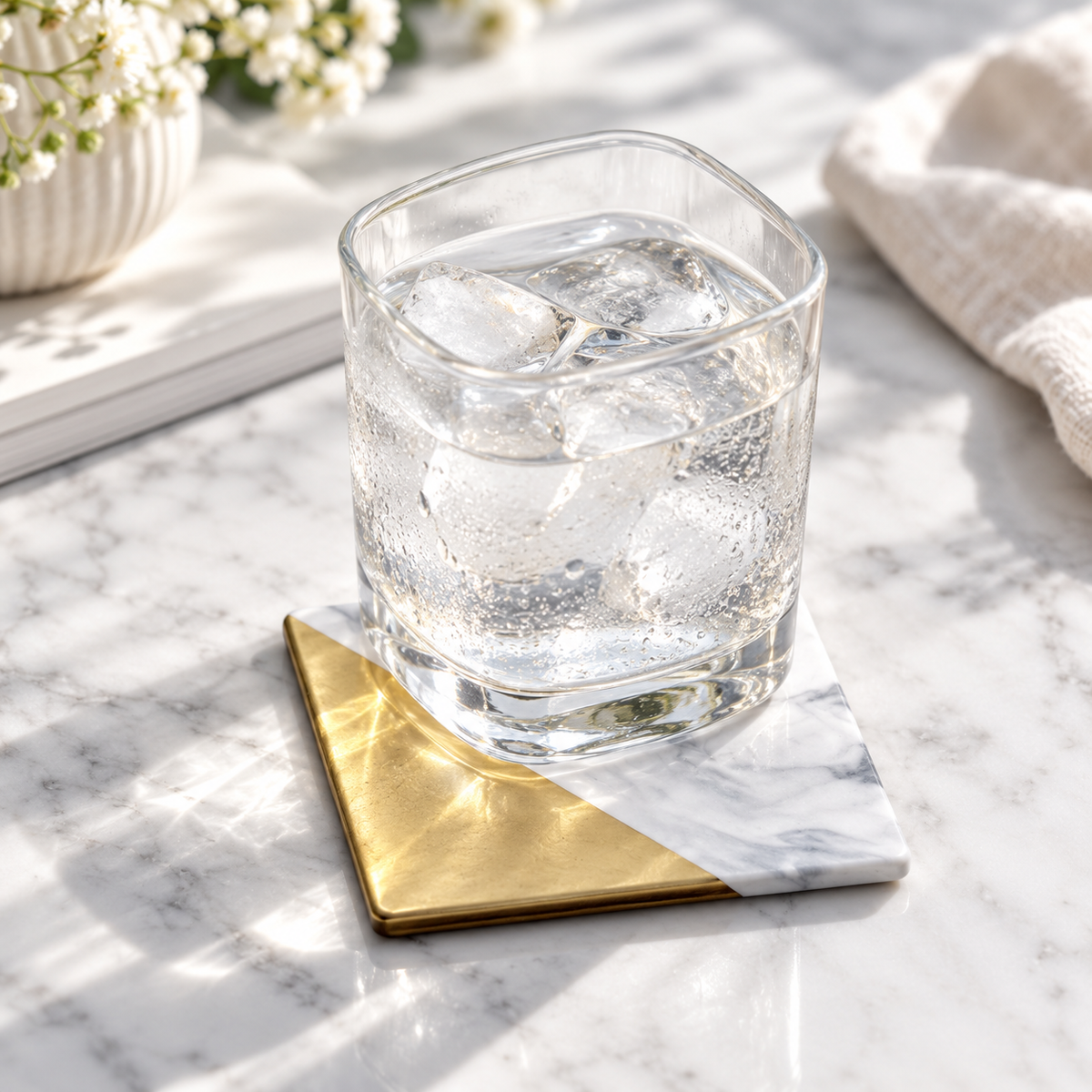 Luxury European Style Marble Stripes Ceramic Coaster