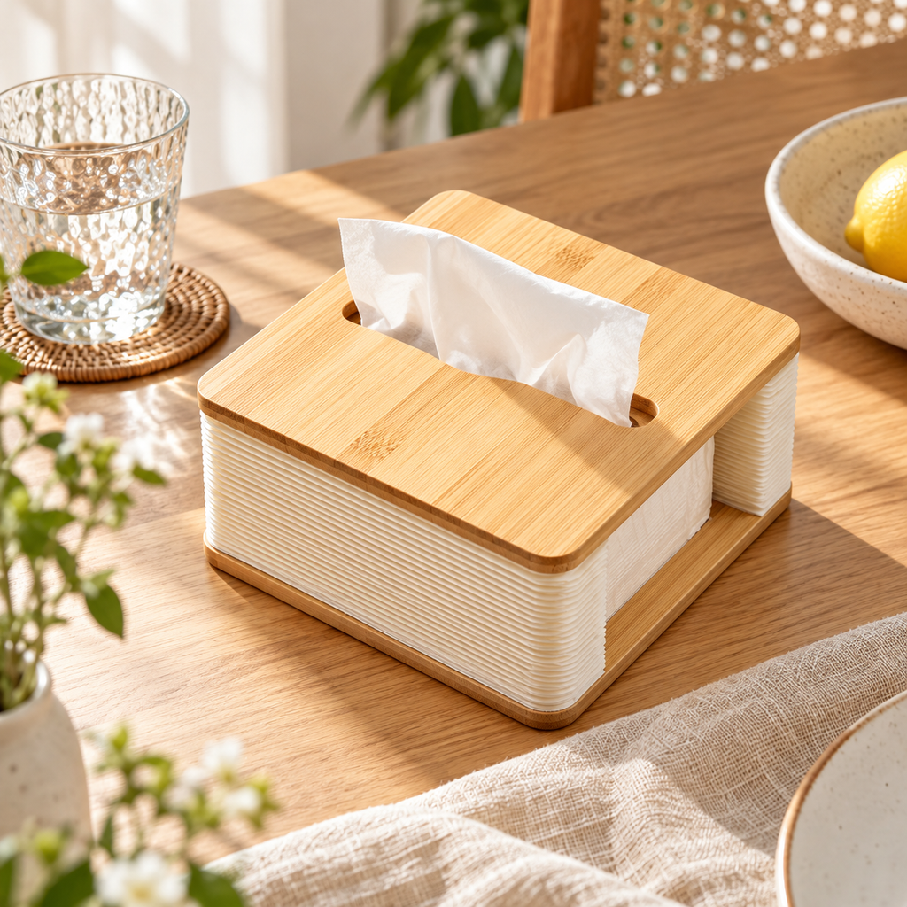 Nordic Bamboo Foldable Tissue Box