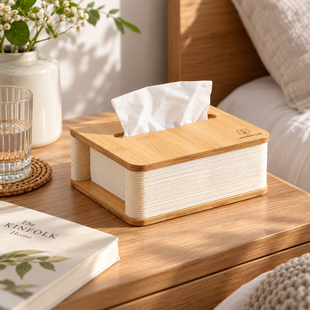 Nordic Bamboo Foldable Tissue Box