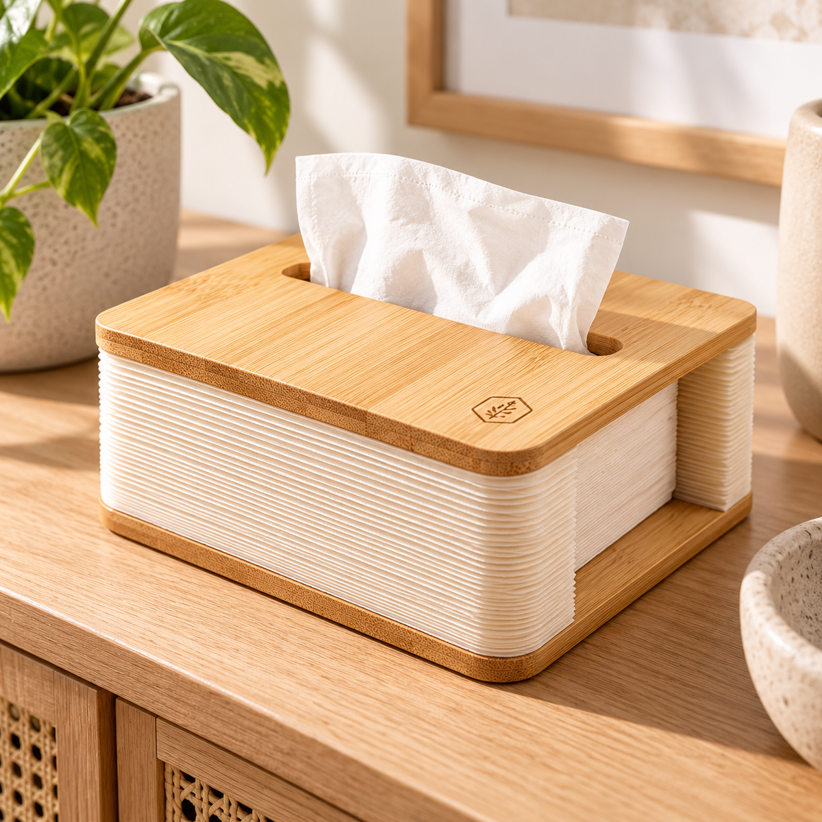 Nordic Bamboo Foldable Tissue Box