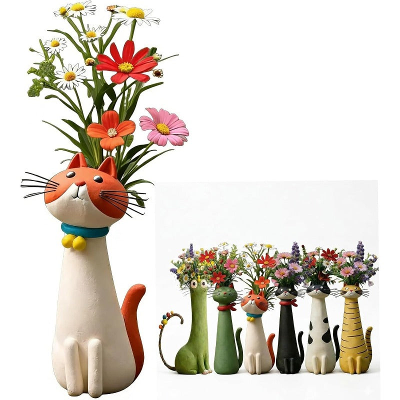 Whimsical Cat Bud Vase