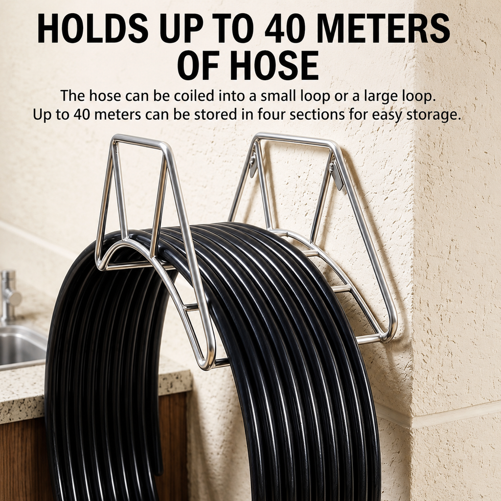 304 Stainless Steel Wall Mounted Hose Holder Rack for Garden Hose