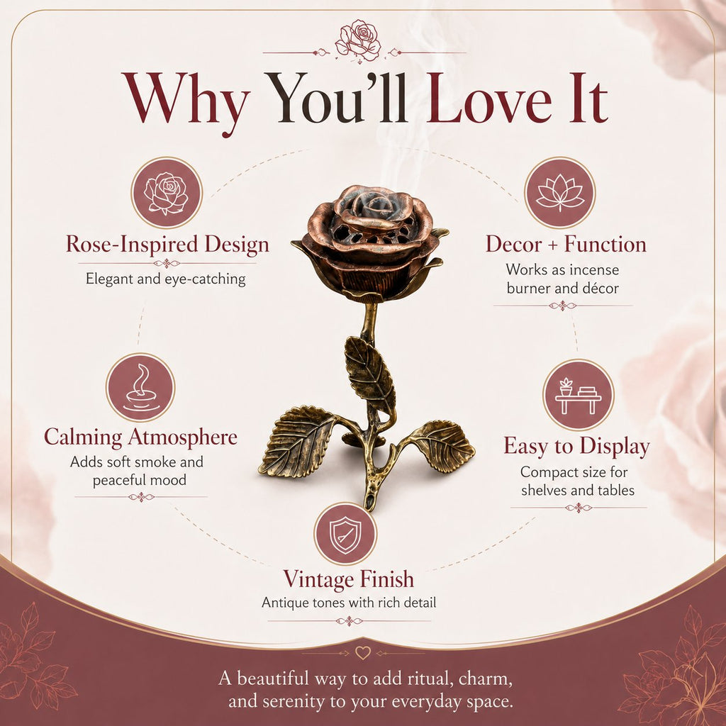 Vintage Rose Incense Burner – A Thoughtful Gift for Meditation & Relaxation Lovers