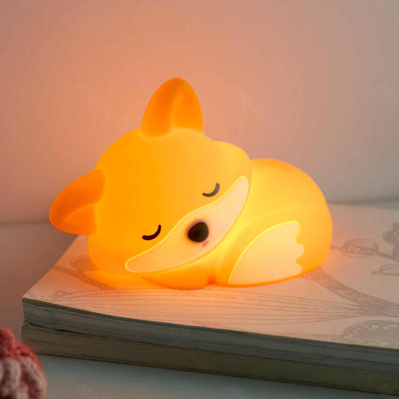 Maetiva® Fox Night Light with Curled Tail Silicone Squishy Animal Design Lamp Perfect Gift