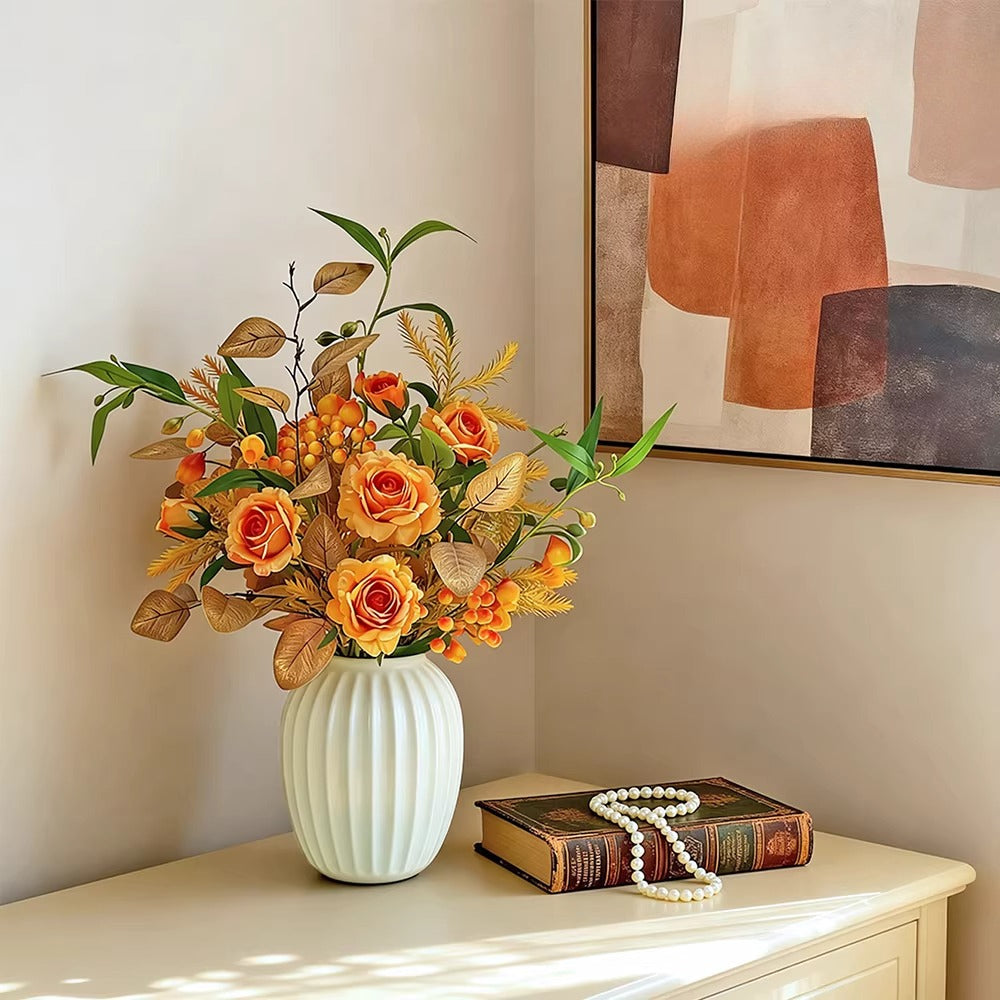 Ethereal Harvest Rose Ensemble Faux Floral Arrangement