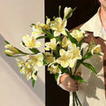 Luxe White Lily of the Incas Ensemble Faux Floral Arrangement