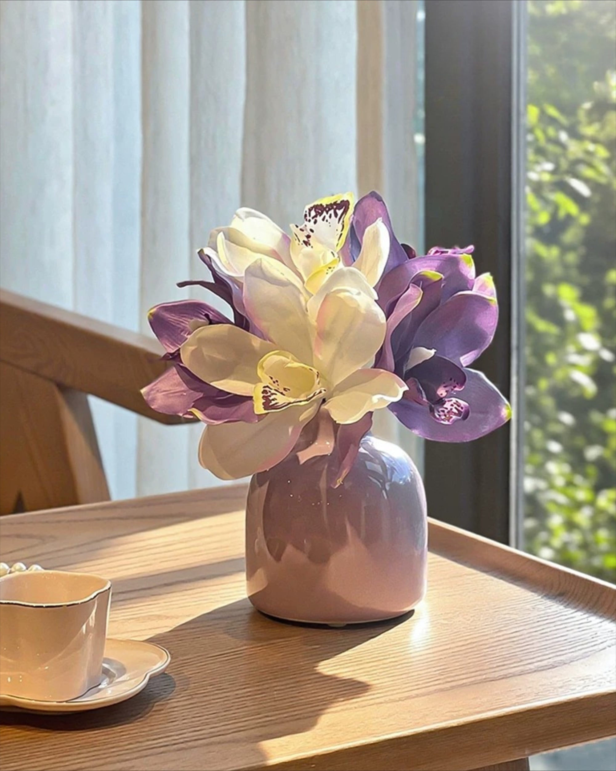 Lavender Cymbidium Faux Floral Arrangement
