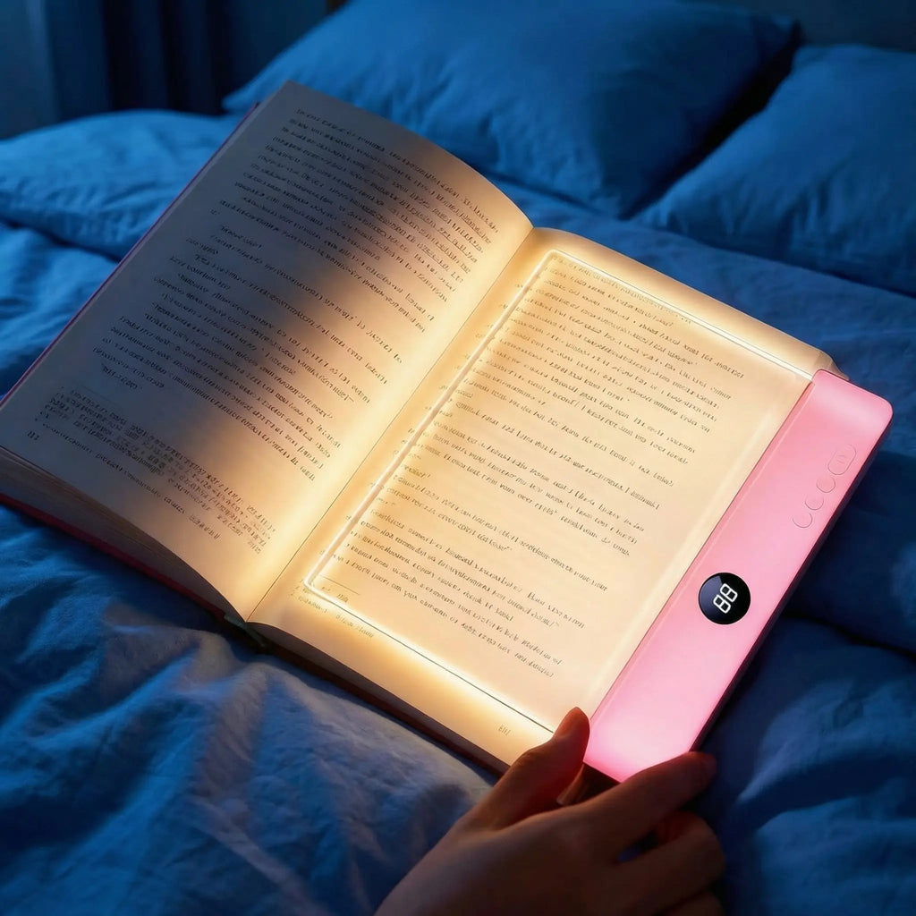 LED Book Reading Light — Portable, Rechargeable, Adjustable Brightness, Clip-On, Eye-Caring, Flexible Neck