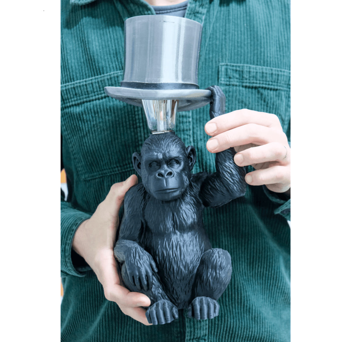 Monkey Table Lamp with Top Hat – Sculptural Animal Desk Lamp