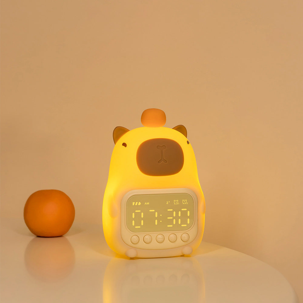 Maetiva® Squishy Silicone Capybara Alarm Clock LED Night Light - Perfect Gift for Kids and Girls