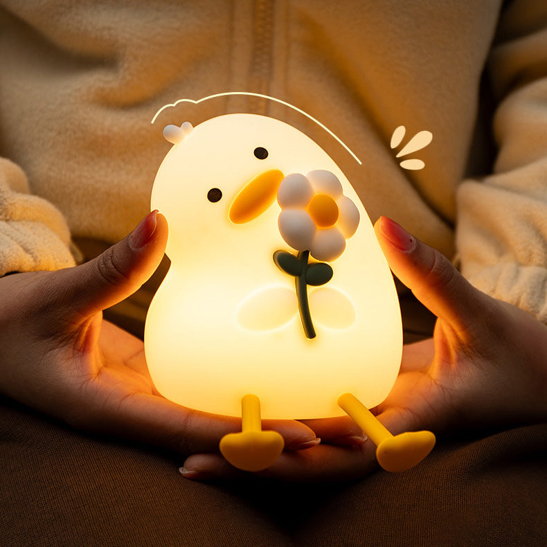 Maetiva® Squishy Silicone Duck Flower LED Night Light - Perfect Gift for Kids and Girls