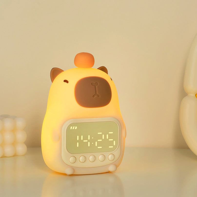 Maetiva® Squishy Silicone Capybara Alarm Clock LED Night Light - Perfect Gift for Kids and Girls