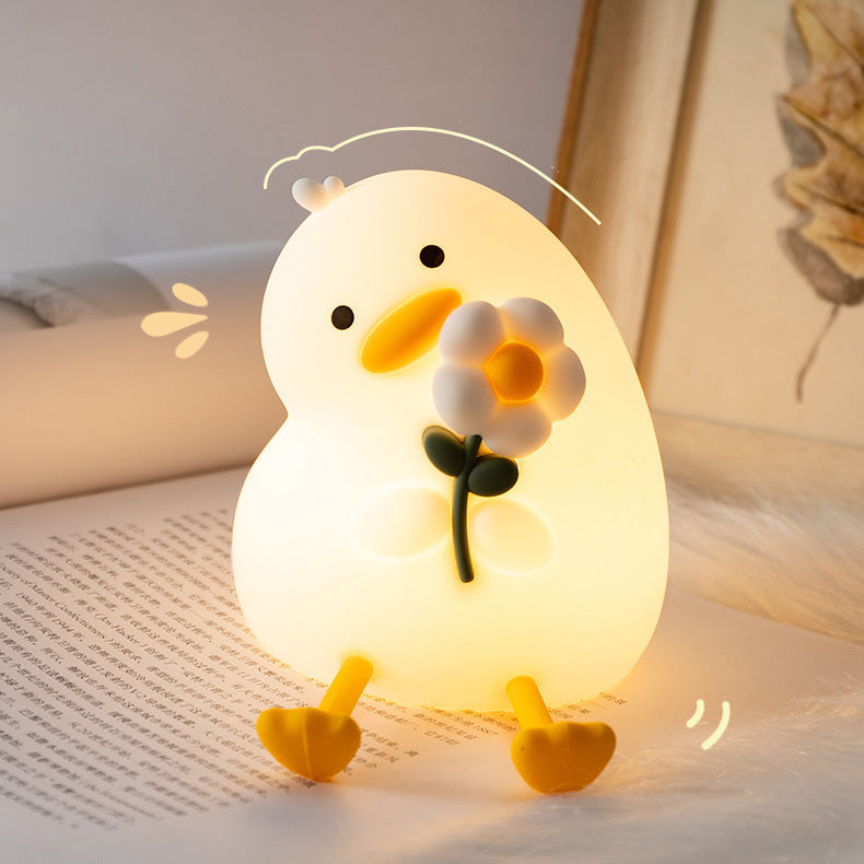 Maetiva® Squishy Silicone Duck Flower LED Night Light - Perfect Gift for Kids and Girls