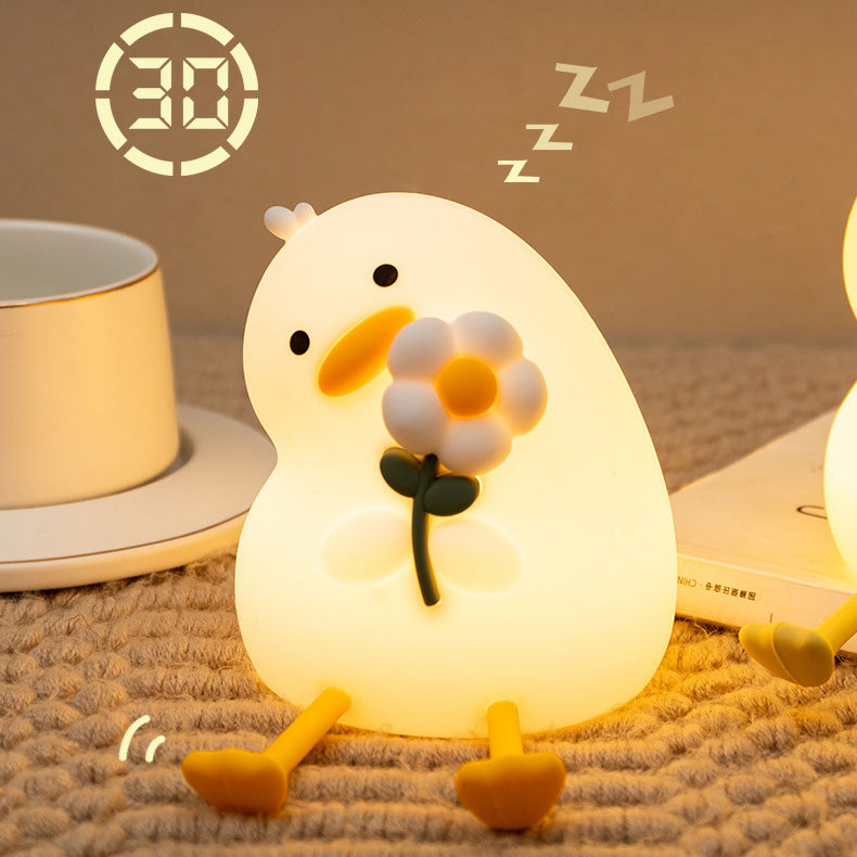 Maetiva® Squishy Silicone Duck Flower LED Night Light - Perfect Gift for Kids and Girls