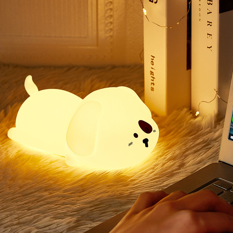 Maetiva® Adorable Puppy Night Light LED Squishy Silicone Tap Lamp Best Gift for Baby and Girl
