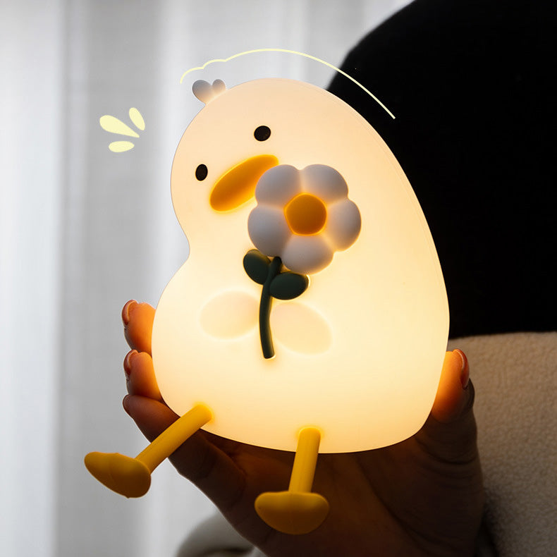 Maetiva® Squishy Silicone Duck Flower LED Night Light - Perfect Gift for Kids and Girls