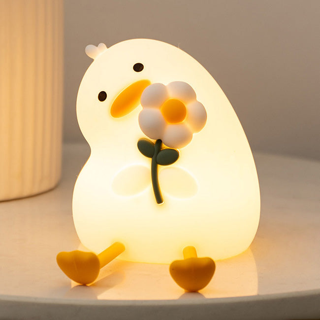 Maetiva® Squishy Silicone Duck Flower LED Night Light - Perfect Gift for Kids and Girls