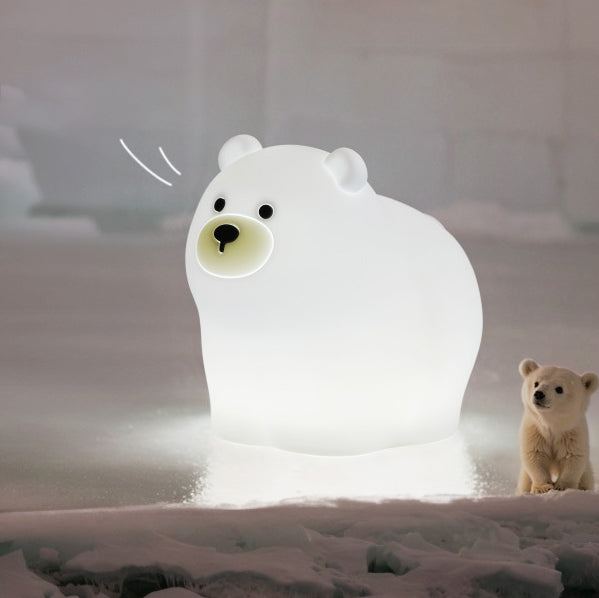 Maetiva® Squishy Silicone Little White Bear LED Night Light - Perfect Gift for Kids and Girls