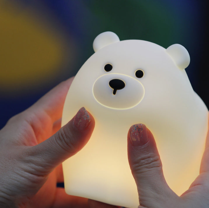 Maetiva® Squishy Silicone Little White Bear LED Night Light - Perfect Gift for Kids and Girls