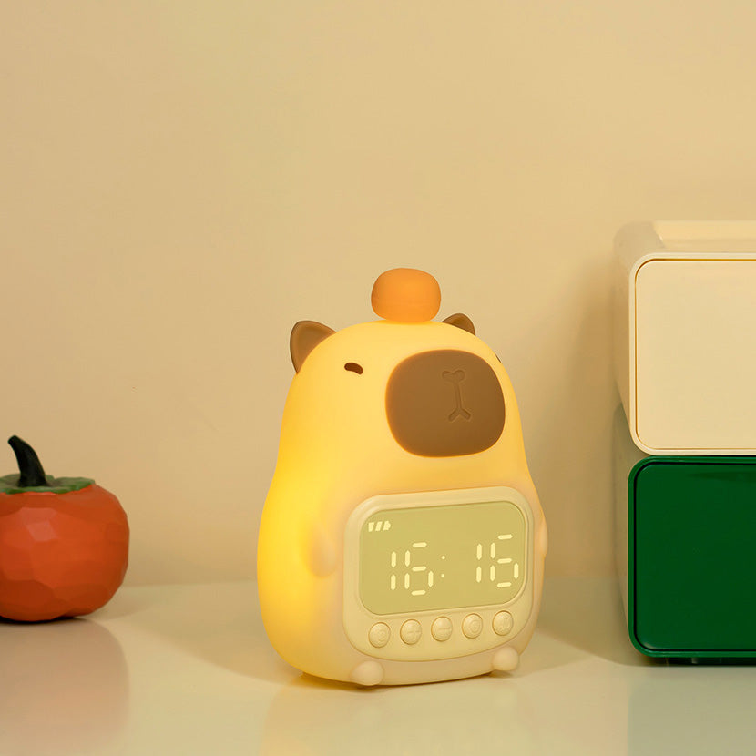 Maetiva® Squishy Silicone Capybara Alarm Clock LED Night Light - Perfect Gift for Kids and Girls