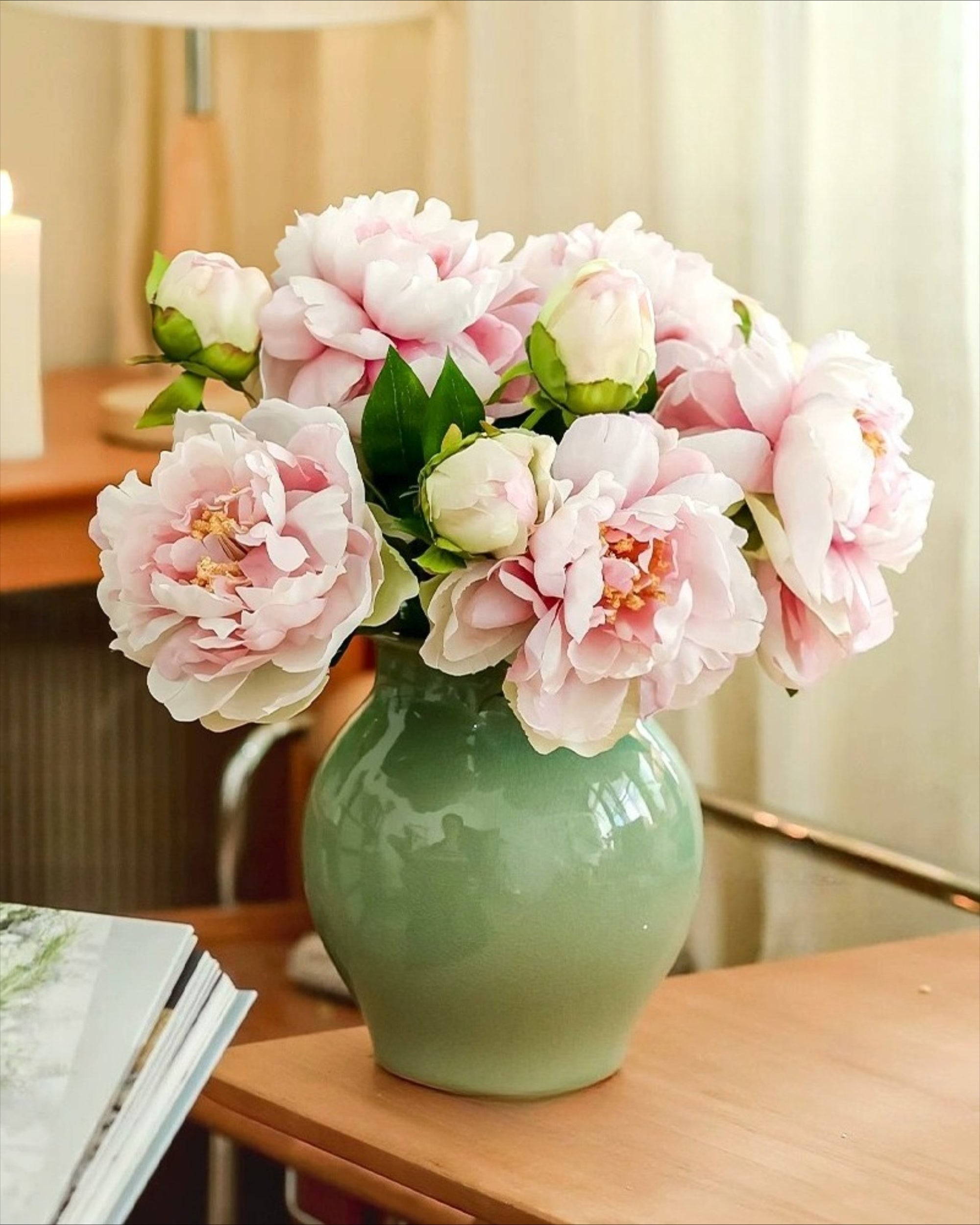 Blush Peony Bloom Faux Floral Arrangement