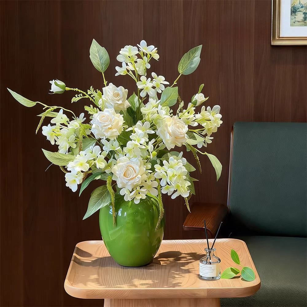 Nordic White Rose & Blossom Breeze Faux Floral Arrangement