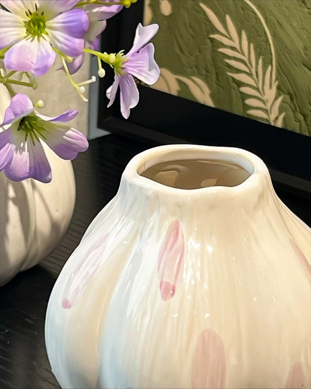 Soft Lavender Oxalis Faux Floral Arrangement with Vase