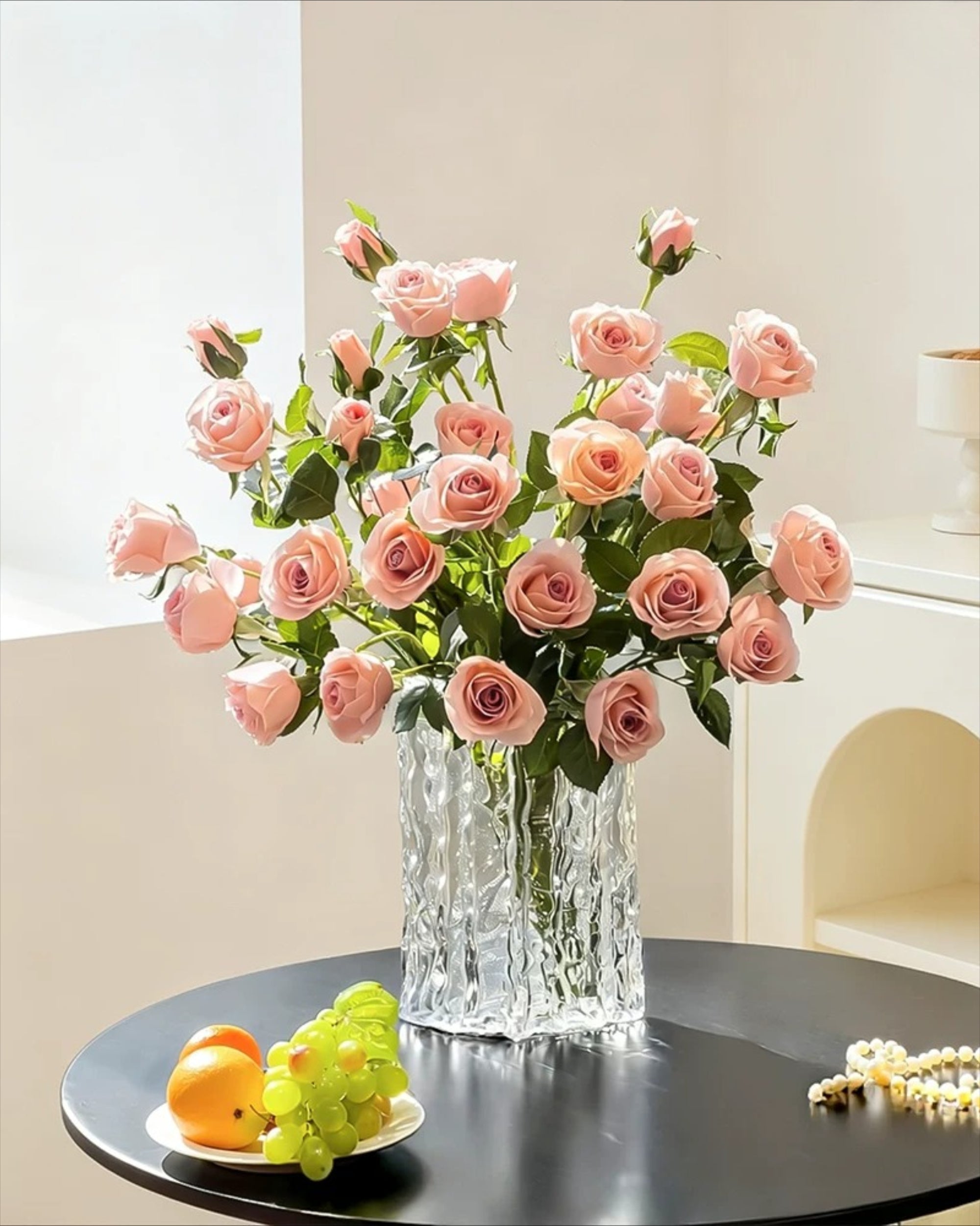 Dusk Blush Rose Faux Floral Arrangement