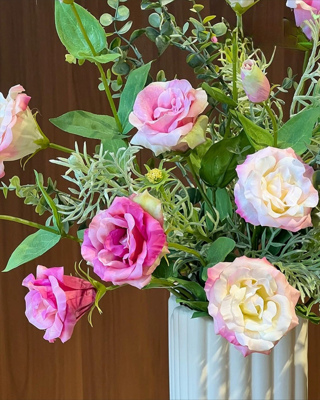 Soft Pink Lisianthus Faux Floral Arrangement