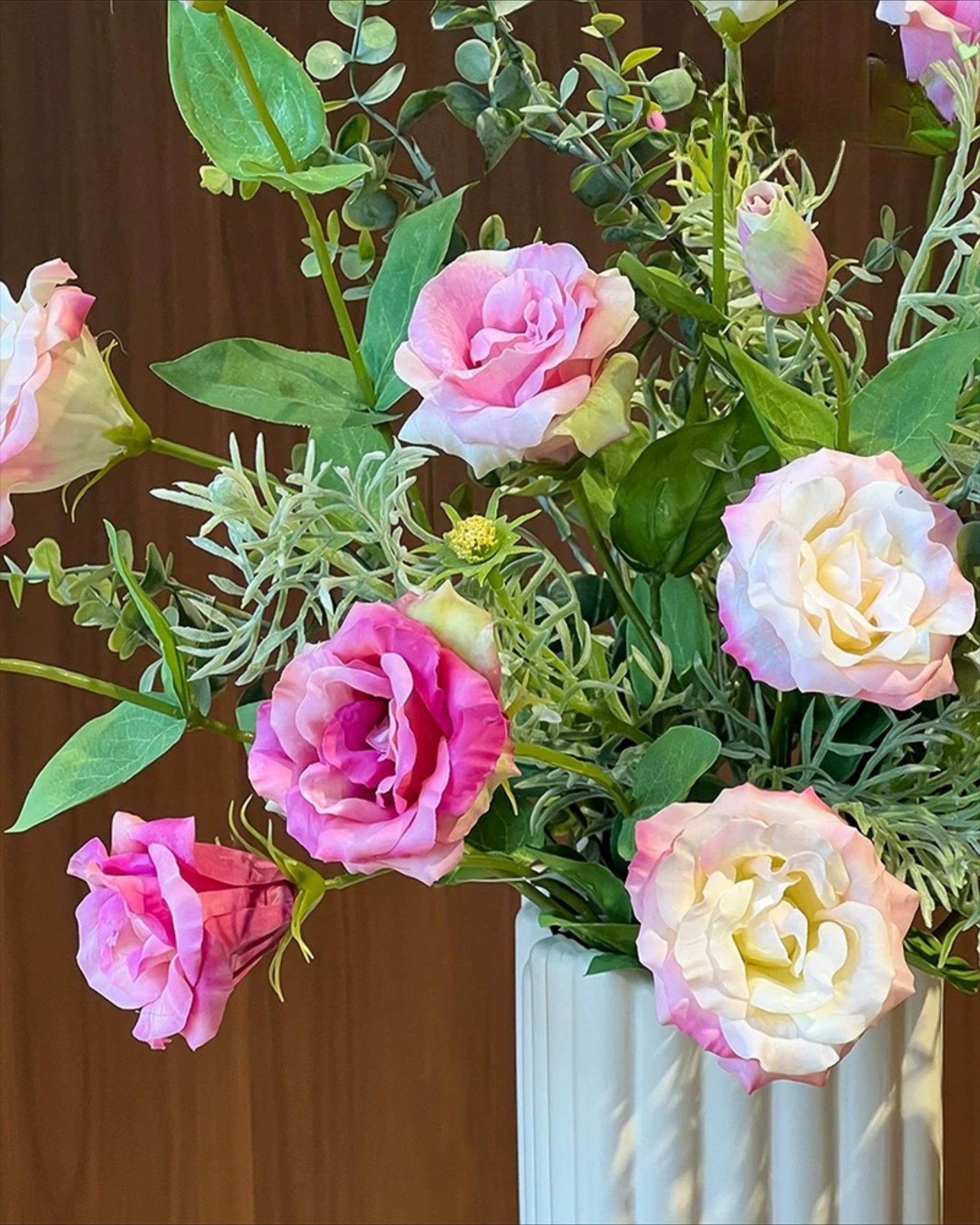 Soft Pink Lisianthus Faux Floral Arrangement