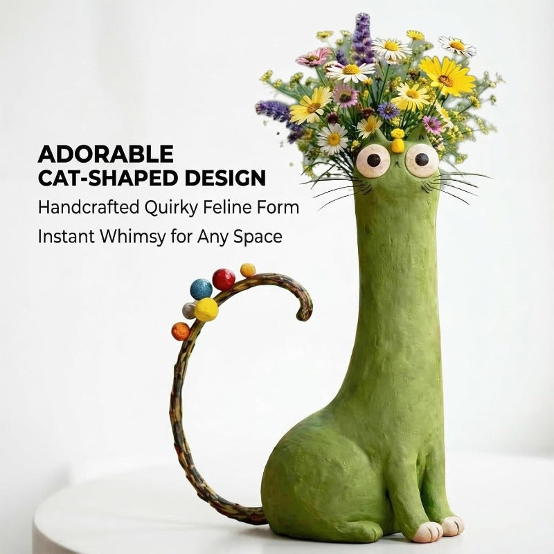 Whimsical Cat Bud Vase