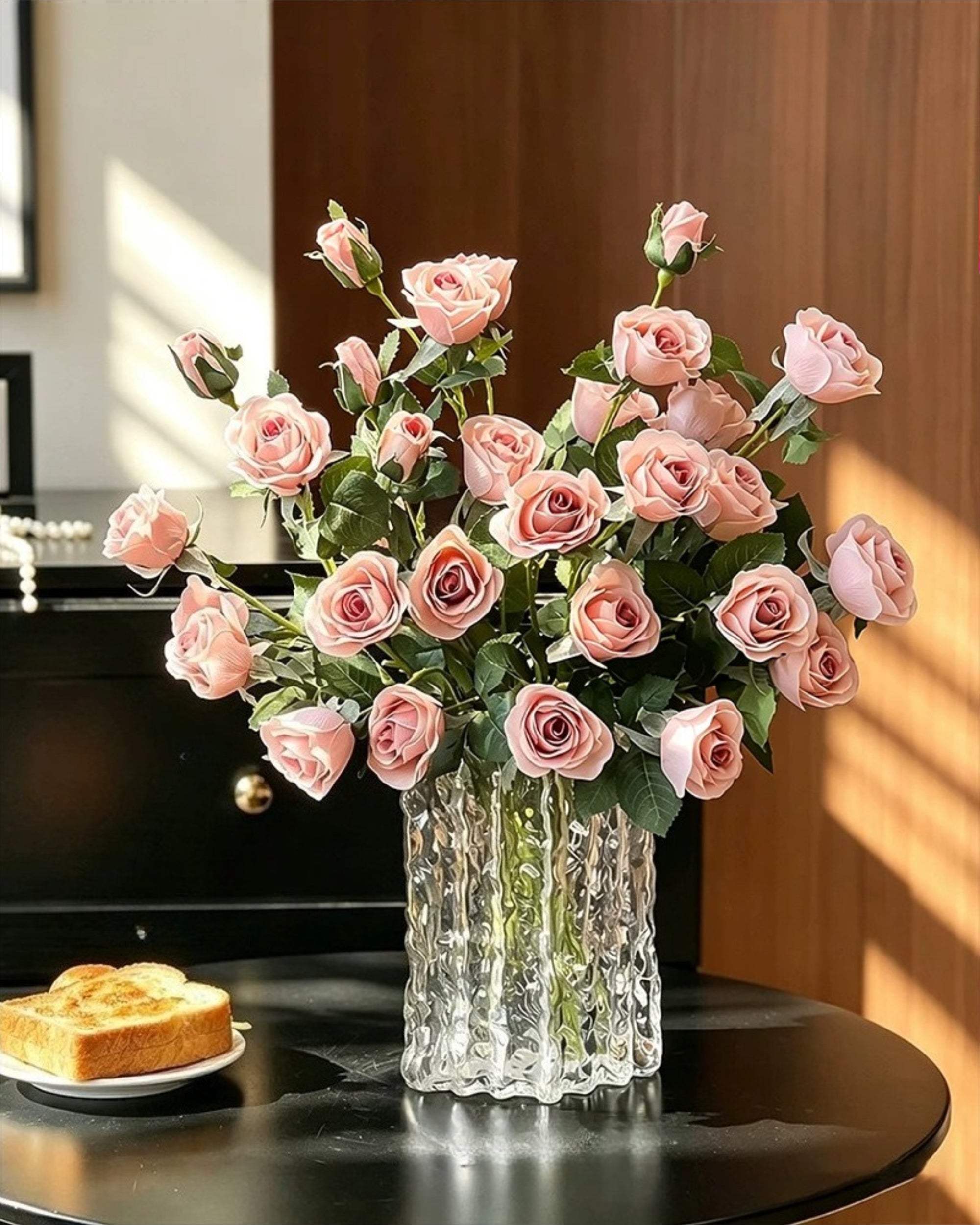Dusk Blush Rose Faux Floral Arrangement