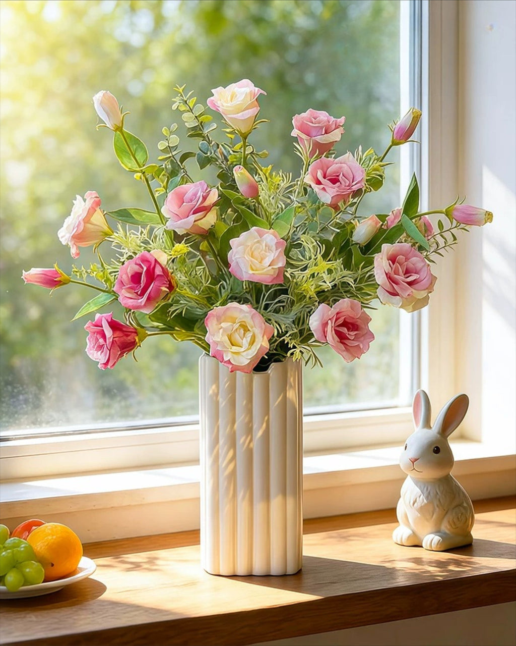 Soft Pink Lisianthus Faux Floral Arrangement