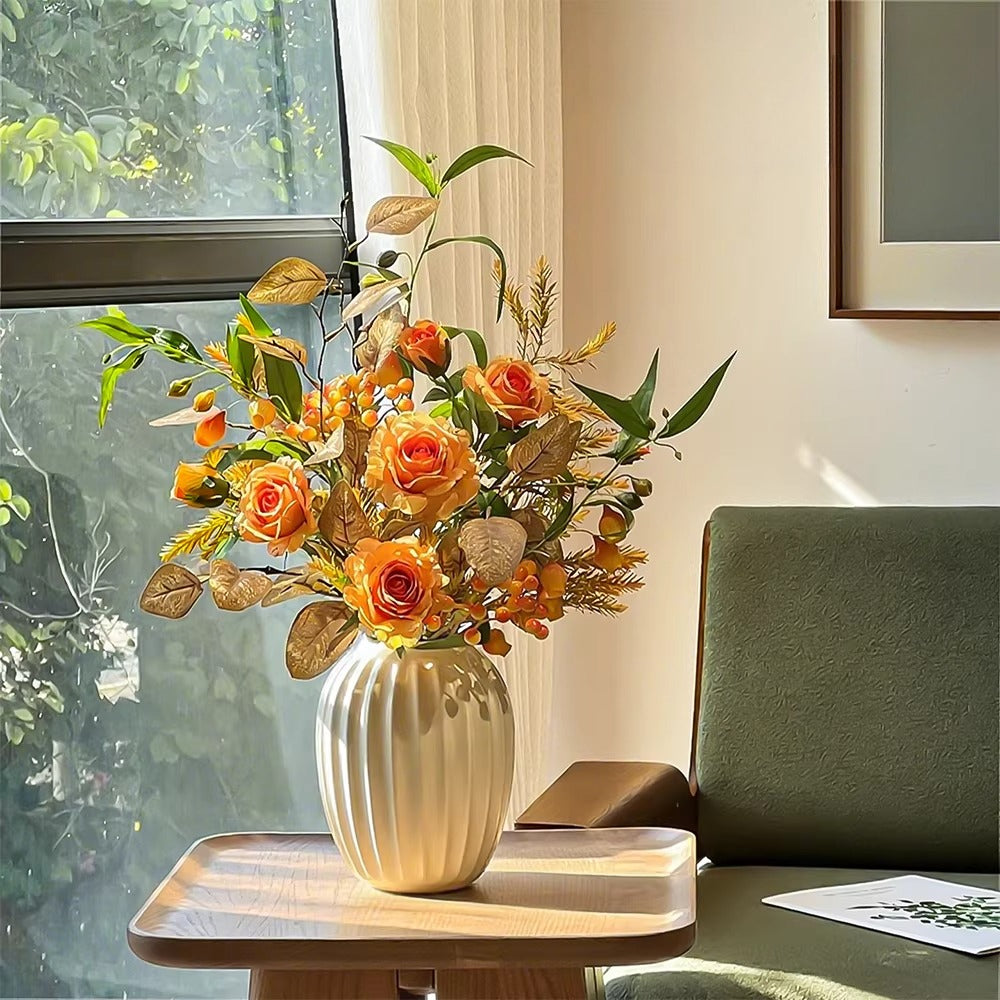 Ethereal Harvest Rose Ensemble Faux Floral Arrangement