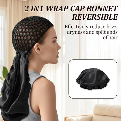 2-in-1 Satin Mesh Hair Wrap