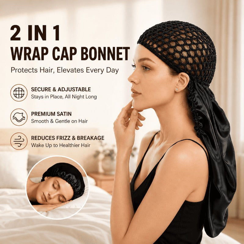 2-in-1 Satin Mesh Hair Wrap