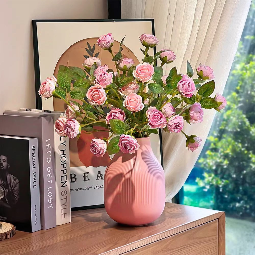 Blush Bubble Rose Cluster Faux Floral Arrangement