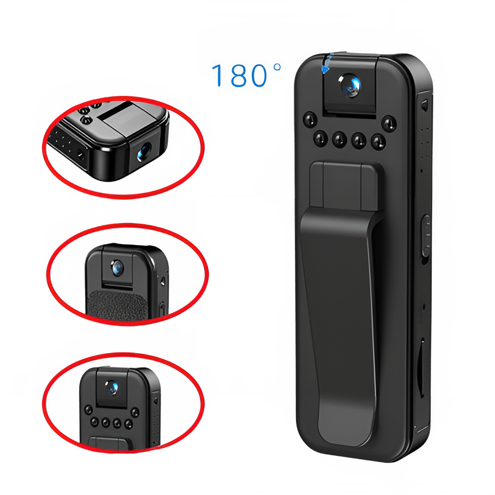 HD 1080P Rechargeable Mini Body Camera with Night Vision & 180° Rotating Lens